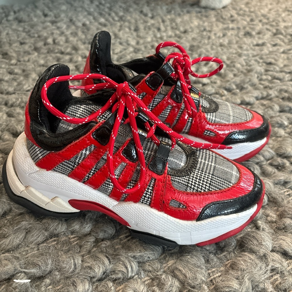 New Jeffrey Campbell WiFi plaid Red and Black Sneakers